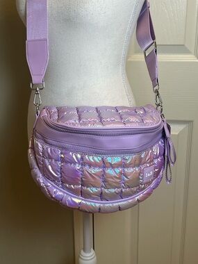 IRIS & RAINBOW Iridescent Quilted Puffer Crossbody Bag